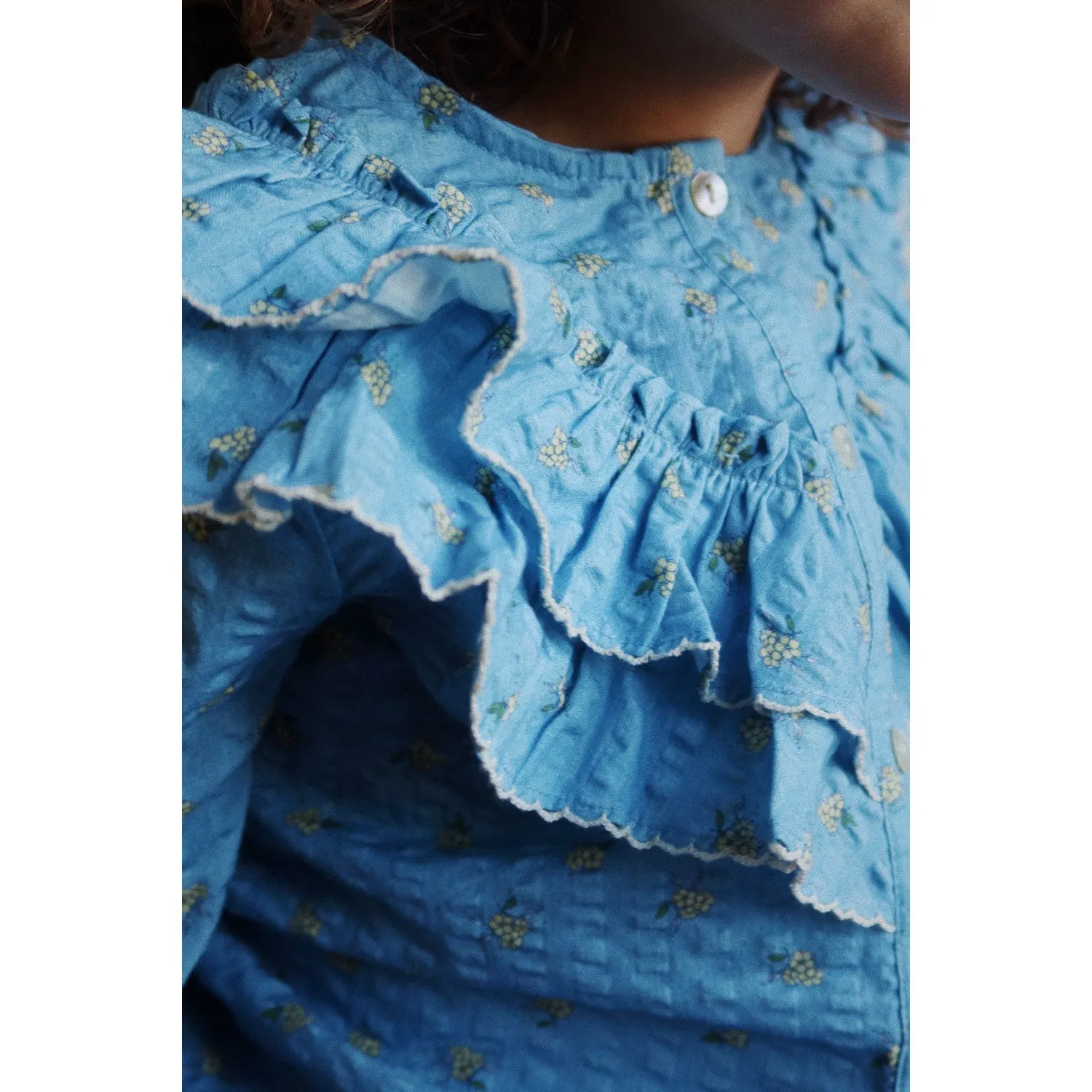 Konges Sljd Carlie Blue Kim Frill Blouse Gots