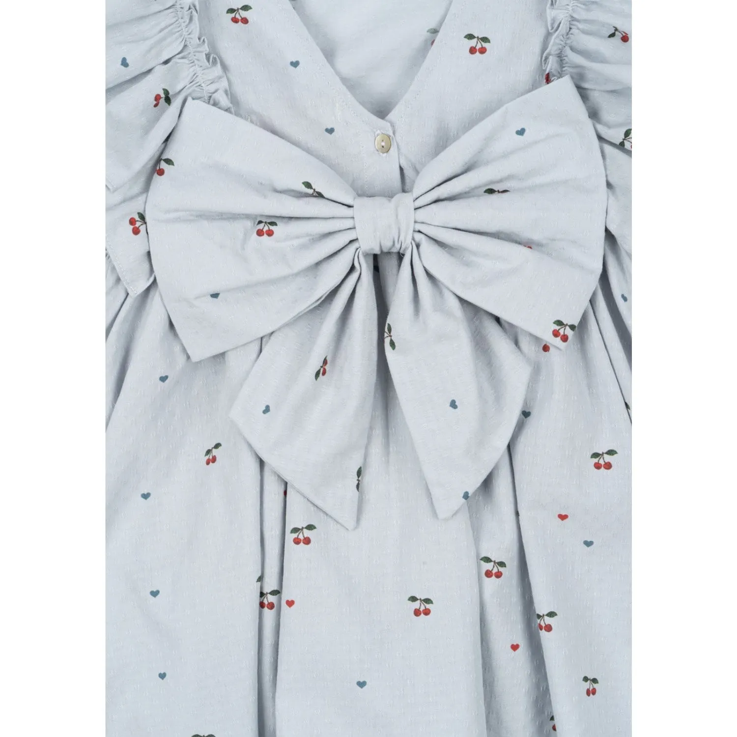 Konges Sljd Cherry Blue Coeur Evia Ls Bow Dress Gots