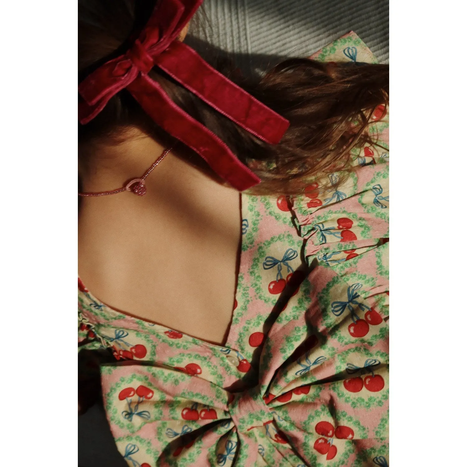 Konges Sljd Cherry Bow Evia Ls Bow Dress Gots