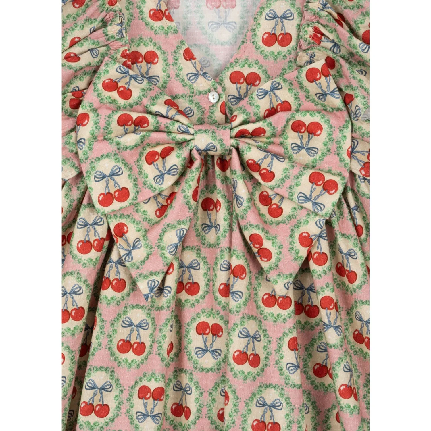 Konges Sljd Cherry Bow Evia Ls Bow Dress Gots