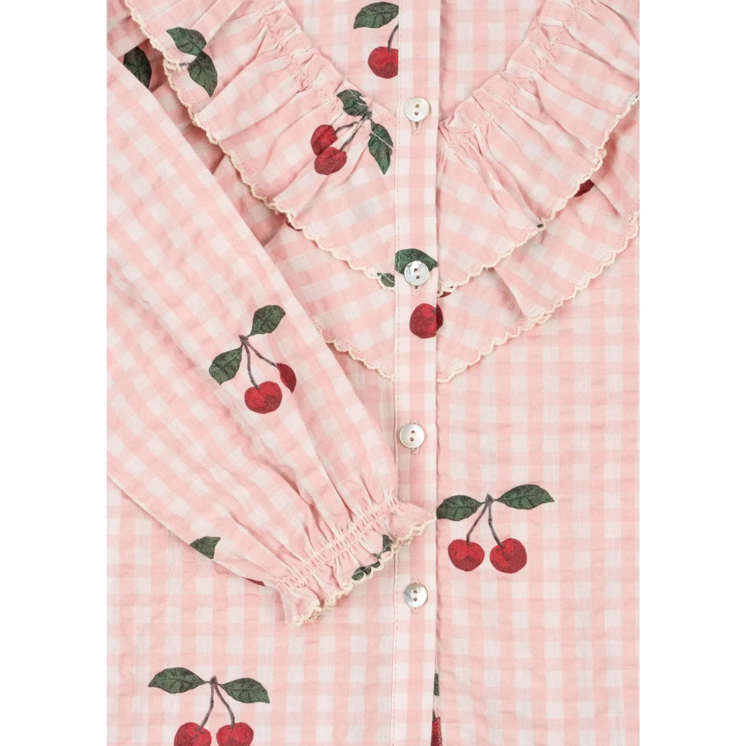 Konges Sljd Cherry Check Kim Frill Blouse Gots