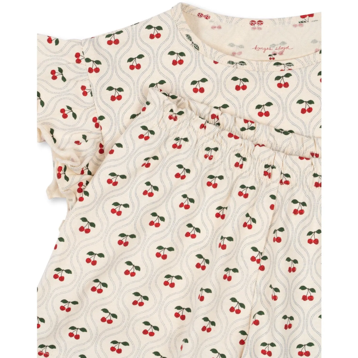 Konges Sljd Cherry Motif Lin Frill Set Gots