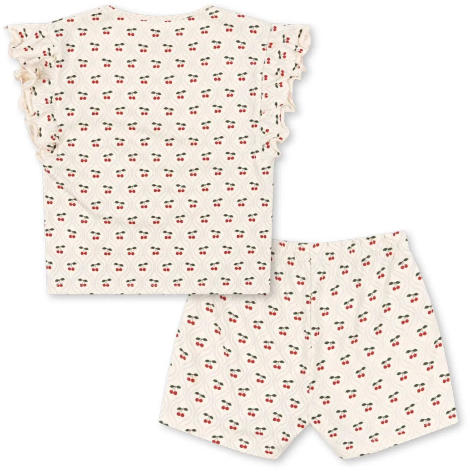 Konges Sljd Cherry Motif Lin Frill Set Gots