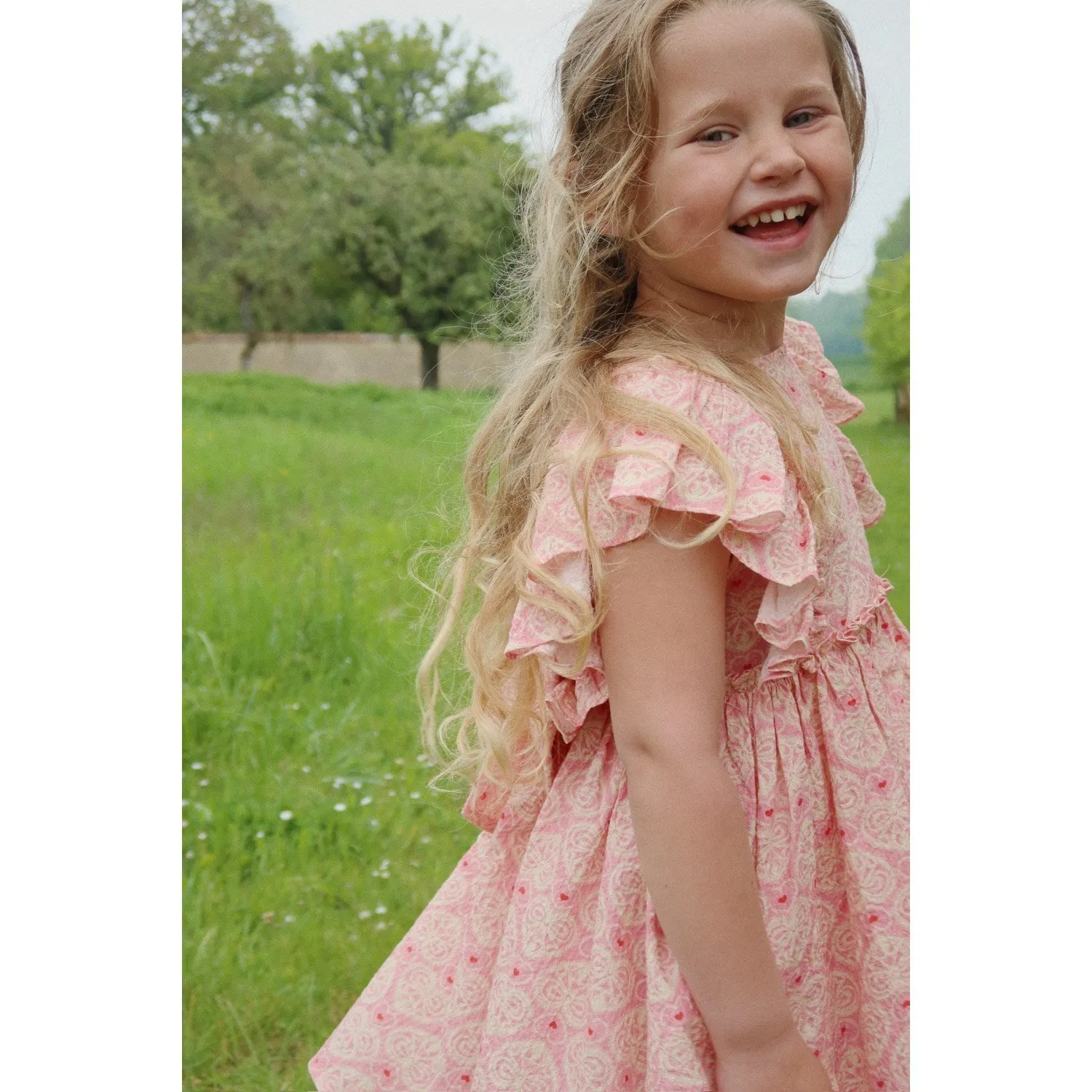 Konges Sljd Lacy Pink Ava Bow Dress Gots