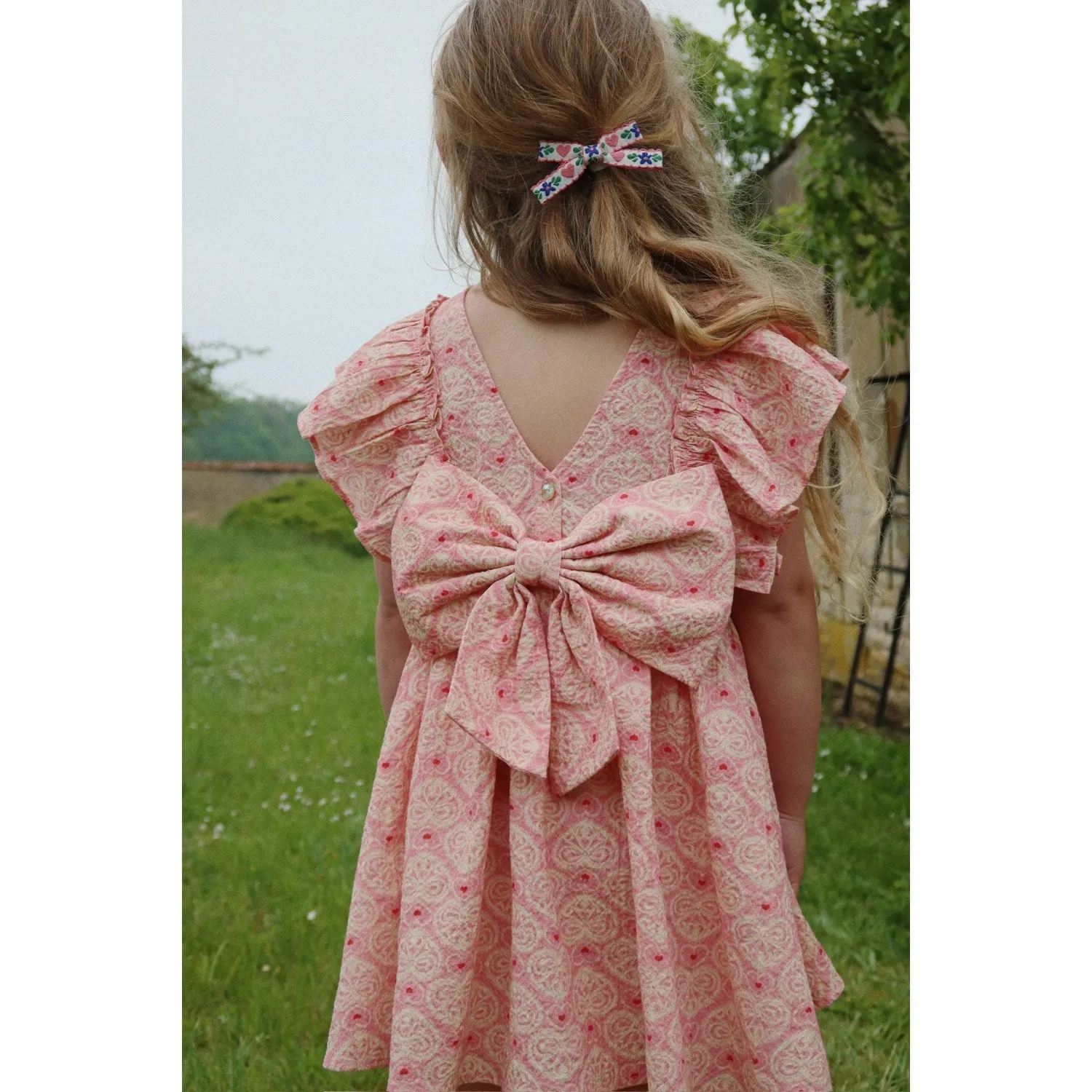 Konges Sljd Lacy Pink Ava Bow Dress Gots