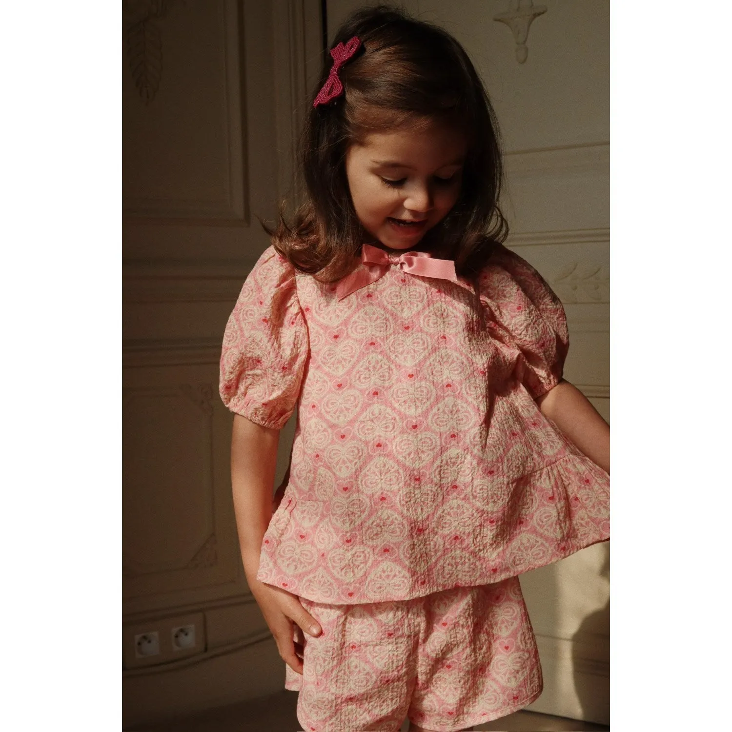 Konges Sljd Lacy Pink Ava Ss Blouse Gots
