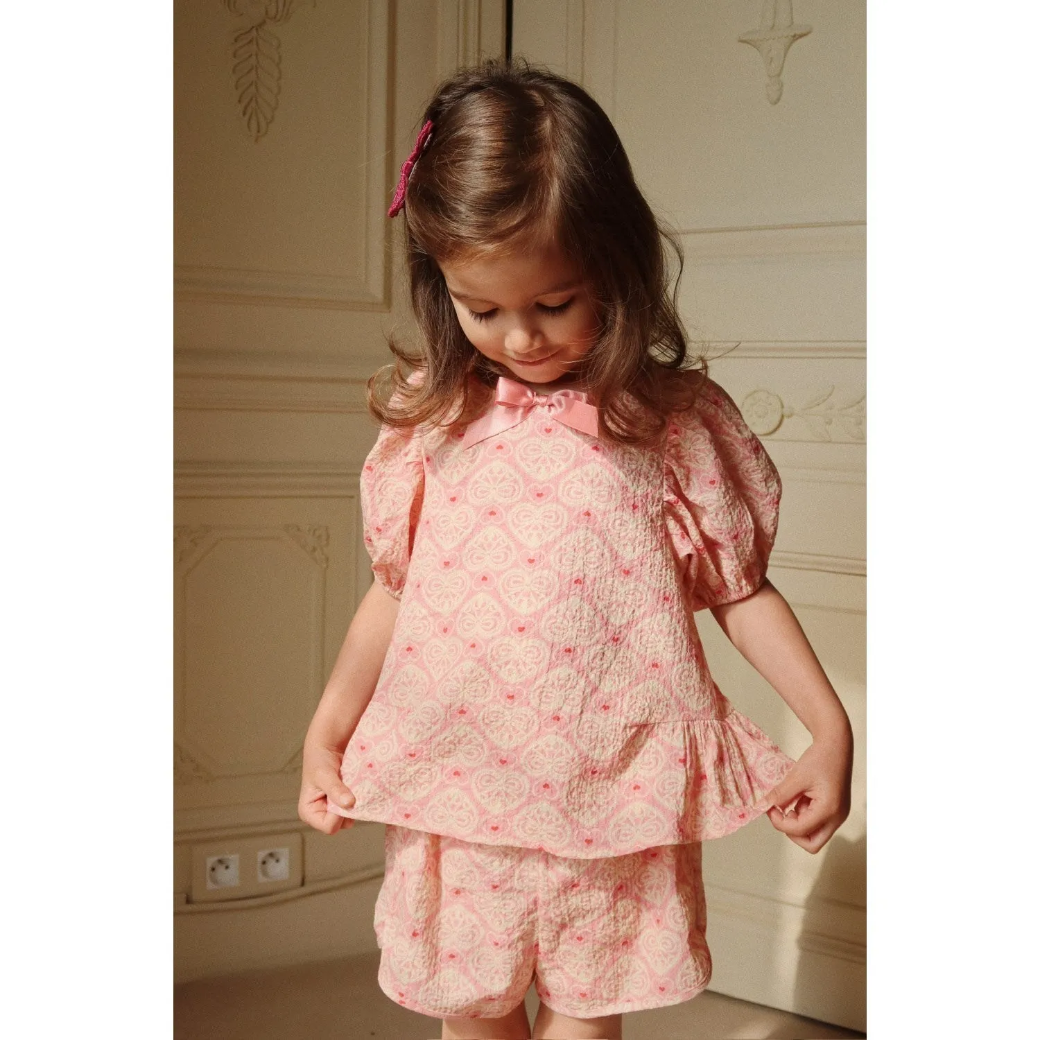 Konges Sljd Lacy Pink Ava Ss Blouse Gots