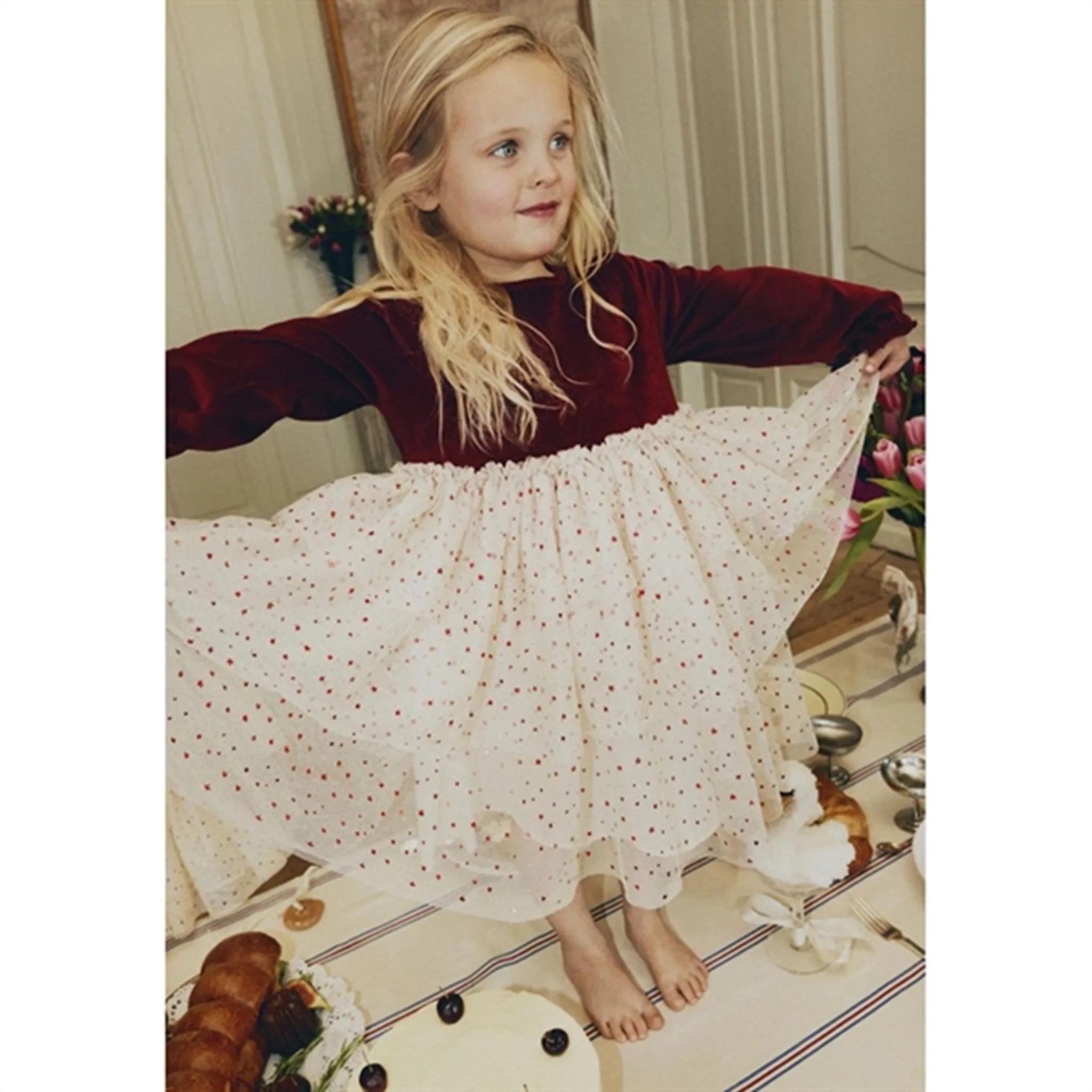 Konges Sljd Red Dahlia Belis Velvet Dress