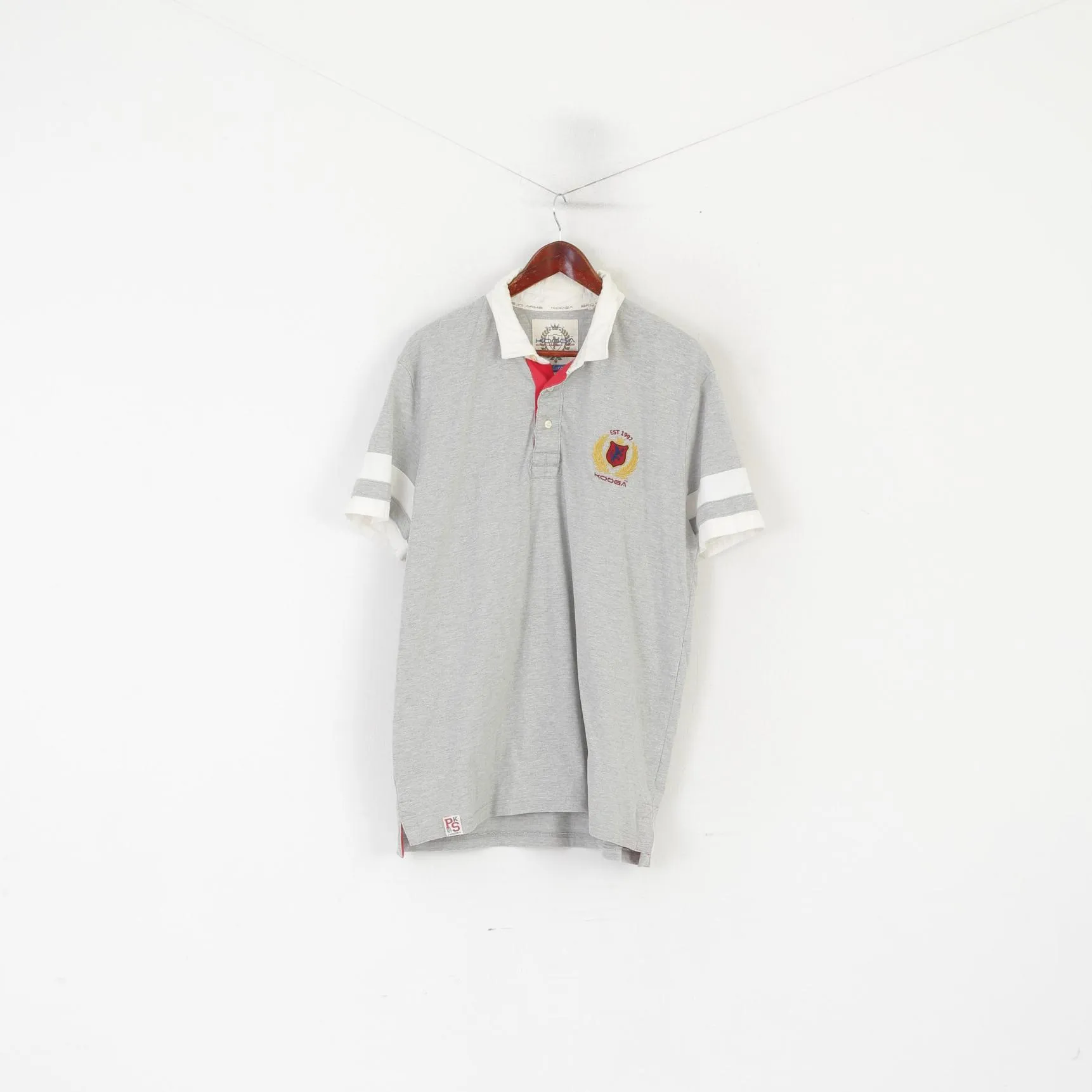 Kooga Men XL Polo Shirt Gray Cotton Brothers in ArmsVintage Rugby Pure Spirit Top