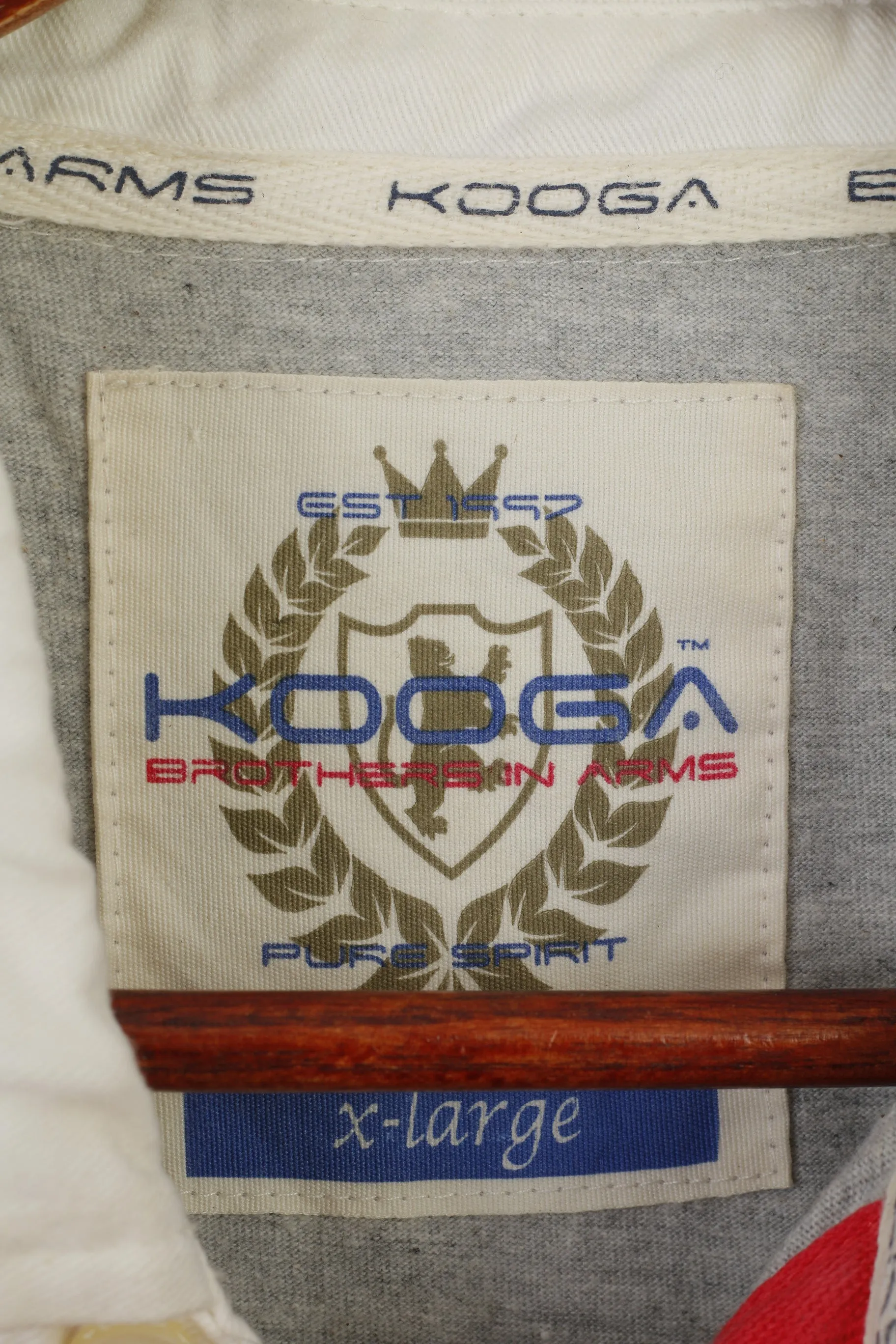 Kooga Men XL Polo Shirt Gray Cotton Brothers in ArmsVintage Rugby Pure Spirit Top