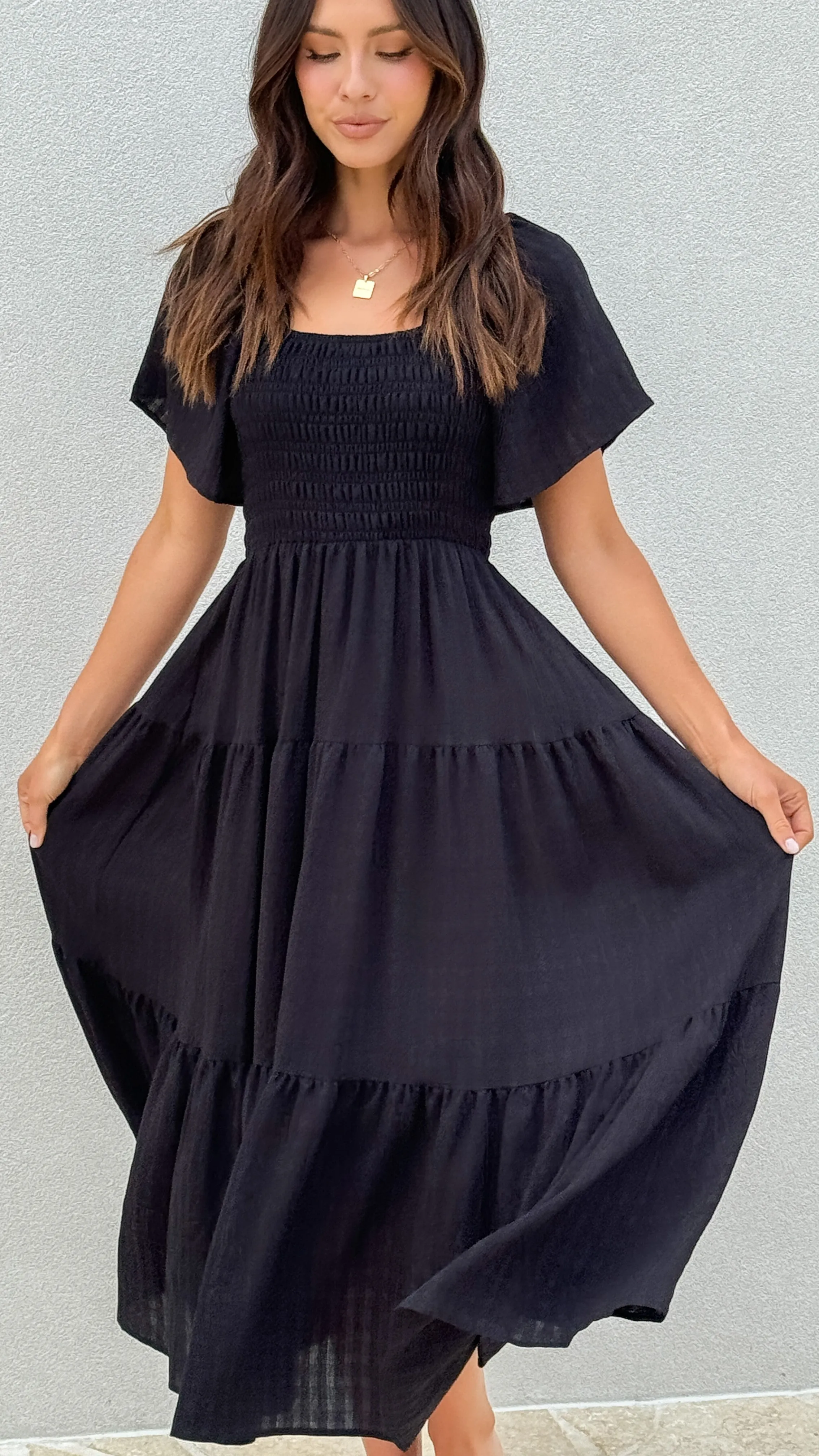 Lainey Midi Dress - Black Billy J