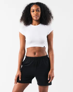 LDB Crop Tee - White Alphalete Athletics