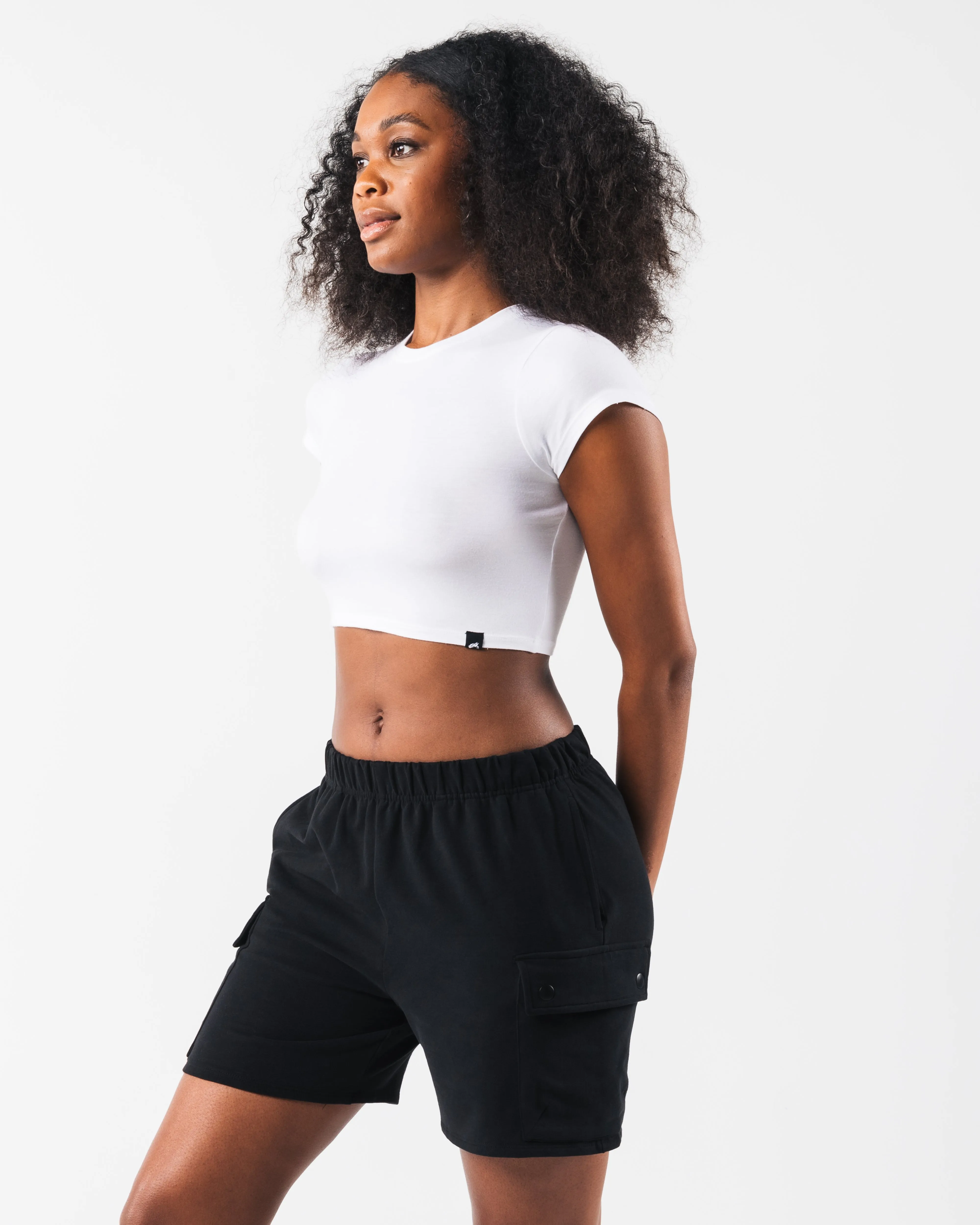 LDB Crop Tee - White Alphalete Athletics
