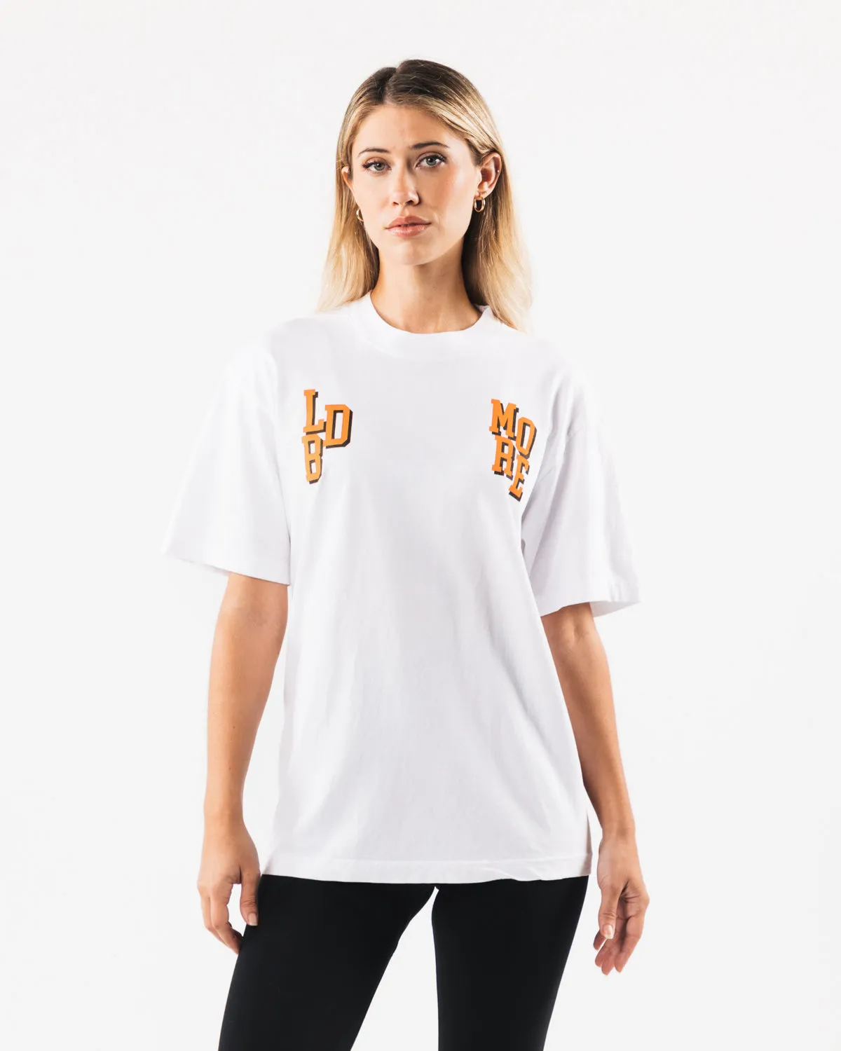 LDB More Letter Tee - White Alphalete Athletics