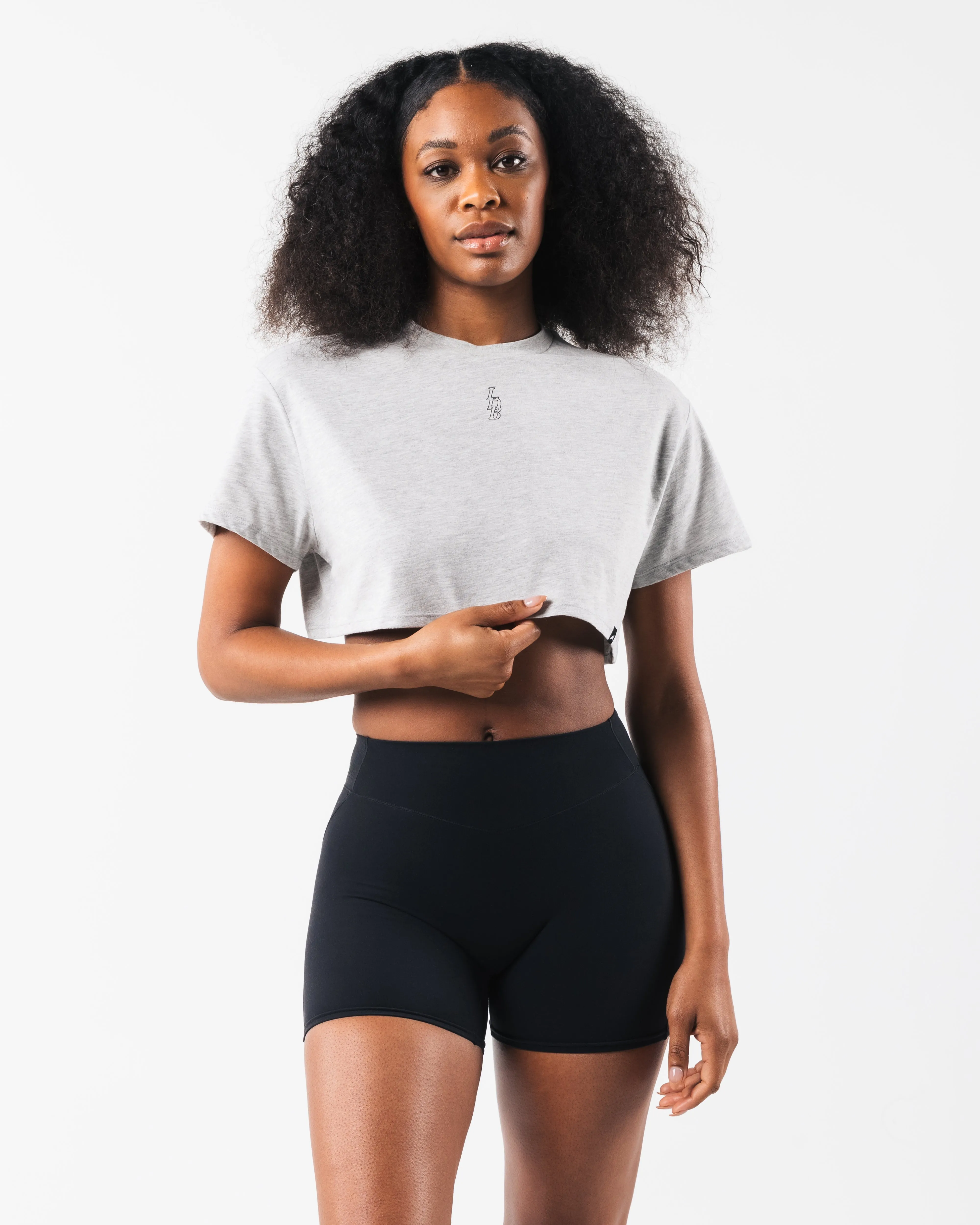 LDB Oversized Crop Tee - Heather Cloud Alphalete Athletics