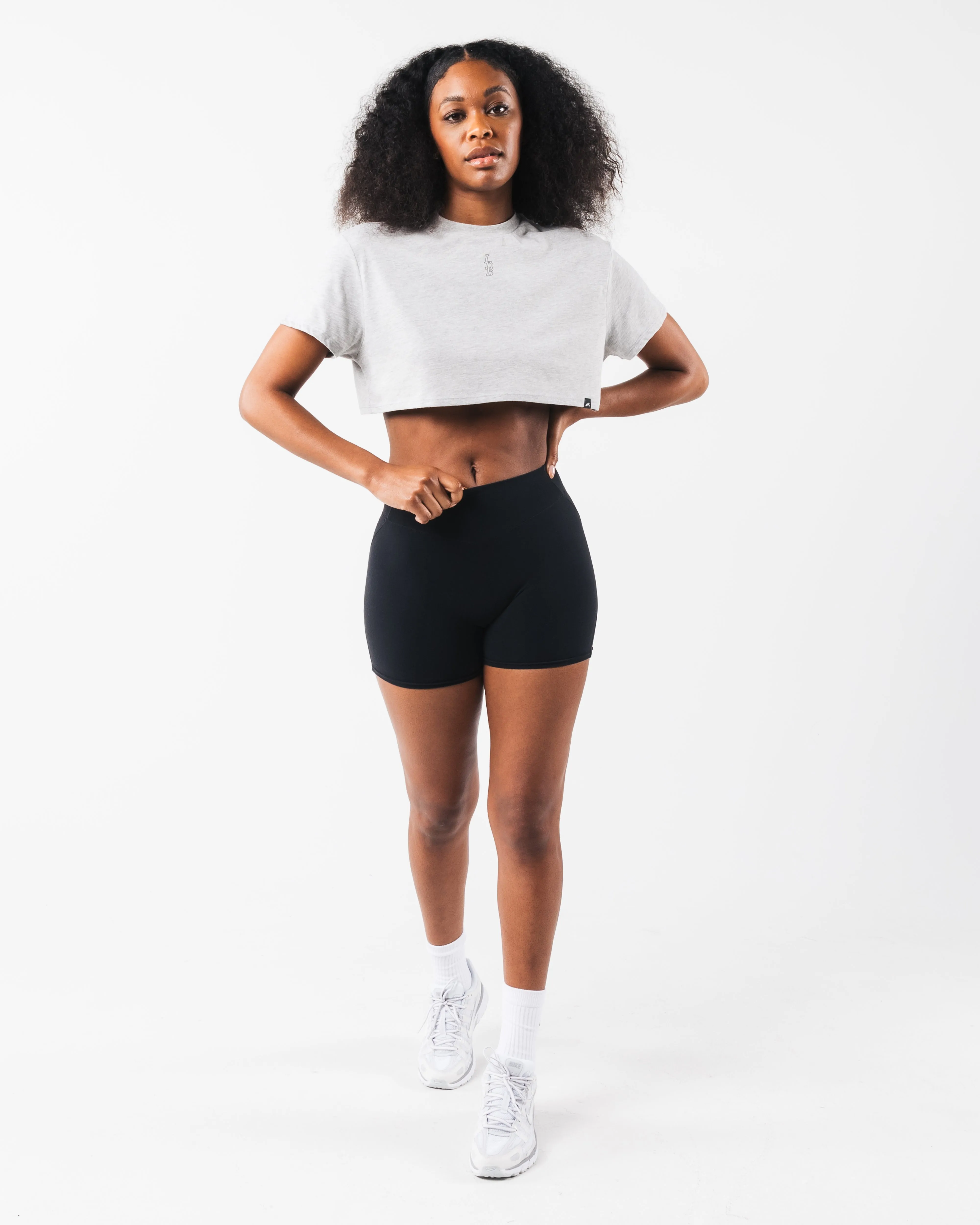 LDB Oversized Crop Tee - Heather Cloud Alphalete Athletics