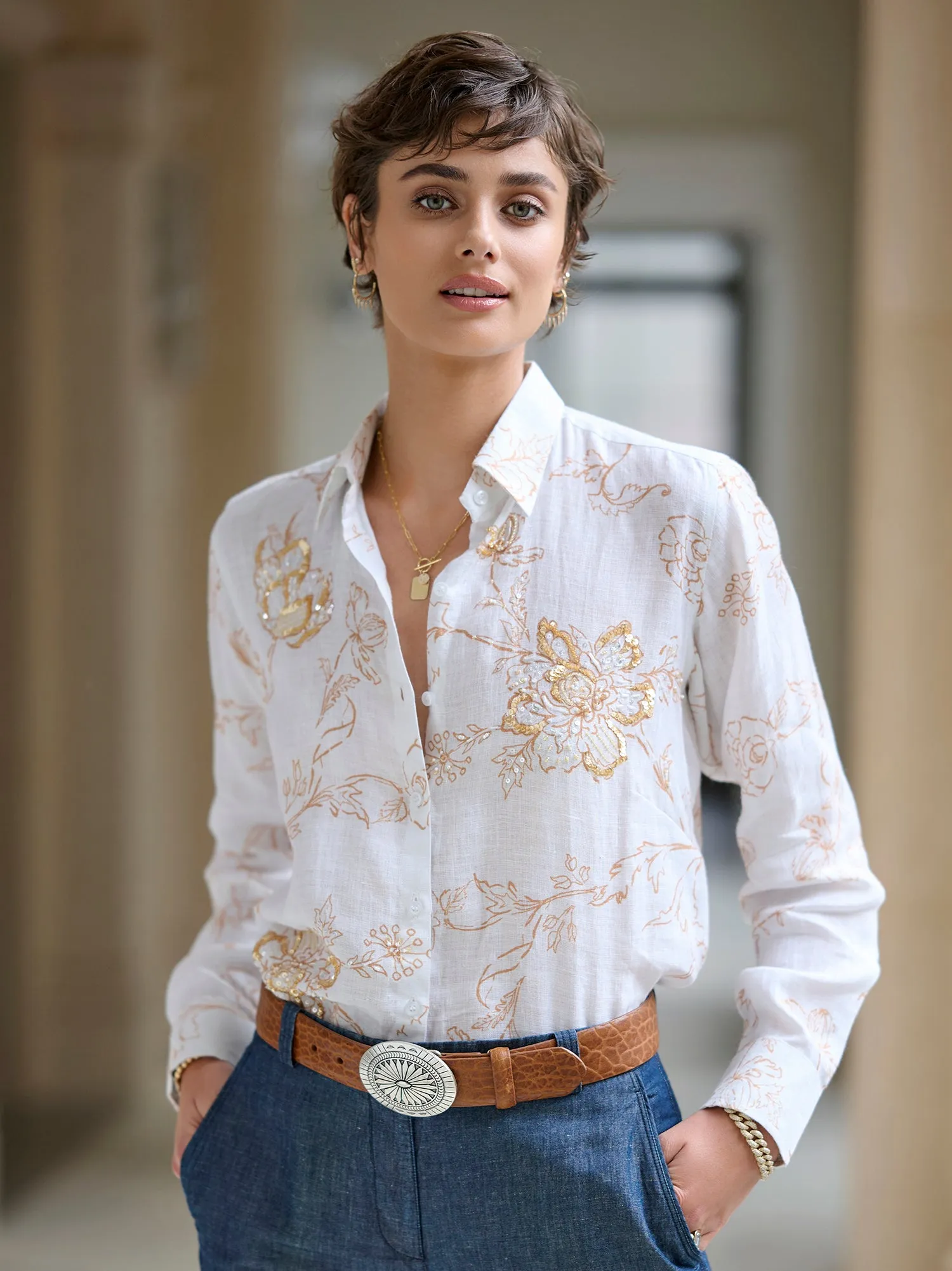 Lou Begonia Linen Shirt