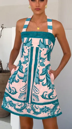 Maegan Mini Dress - Aqua / Pink Zayna Billy J