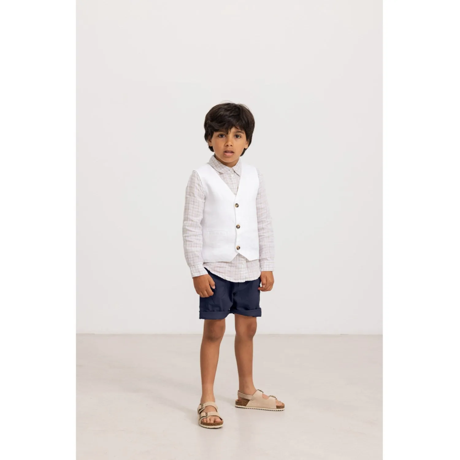 MarMar Fine Linen Summer Check Tommy Shirt
