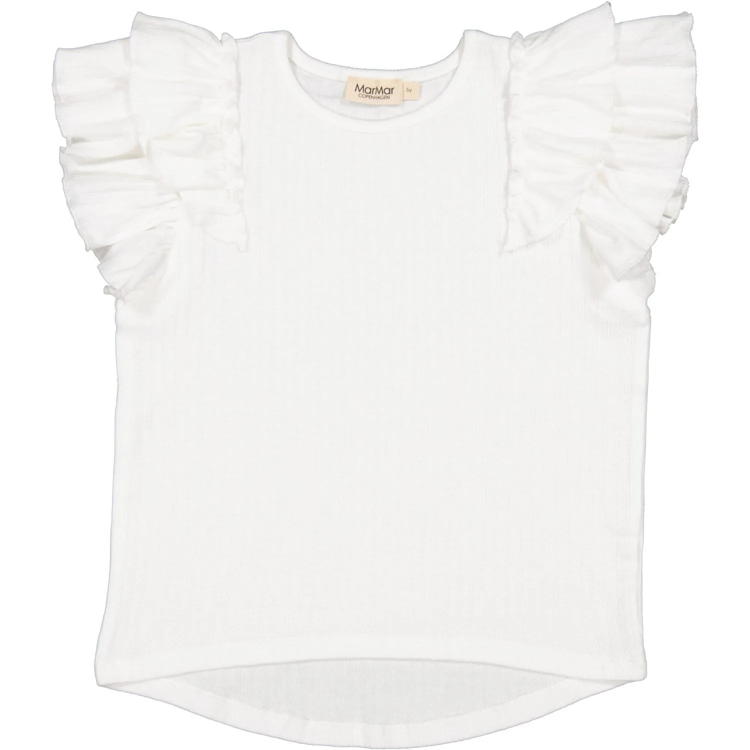 MarMar Modal Pointelle Gentle White Tavora Frill T-Shirt
