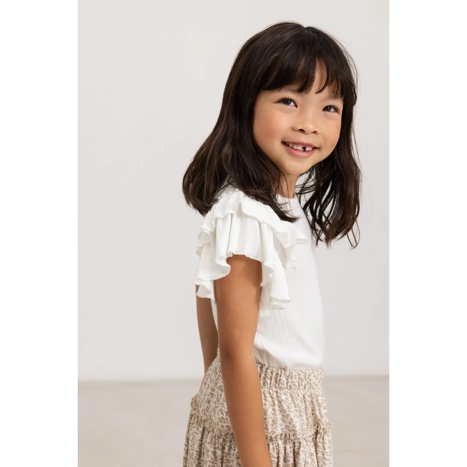 MarMar Modal Pointelle Gentle White Tavora Frill T-Shirt