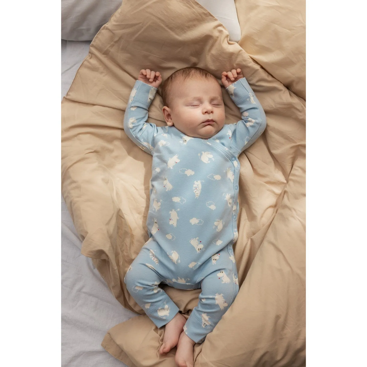 MarMar New Born Modal Smooth Print Blue Moomin Rulo Romper
