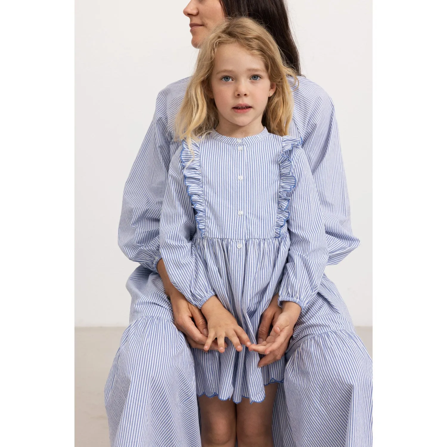 MarMar Poplin Bolich Blue Strips Deidra LS Dress