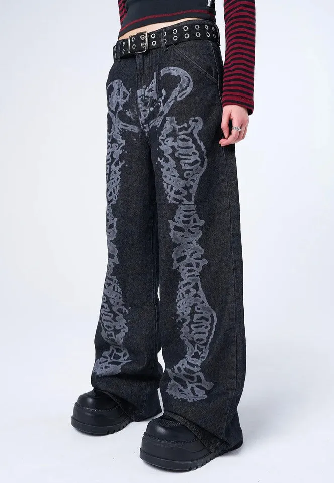 Minga London - Bones Black Washed - Jeans