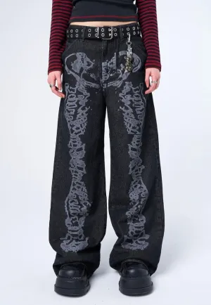 Minga London - Bones Black Washed - Jeans