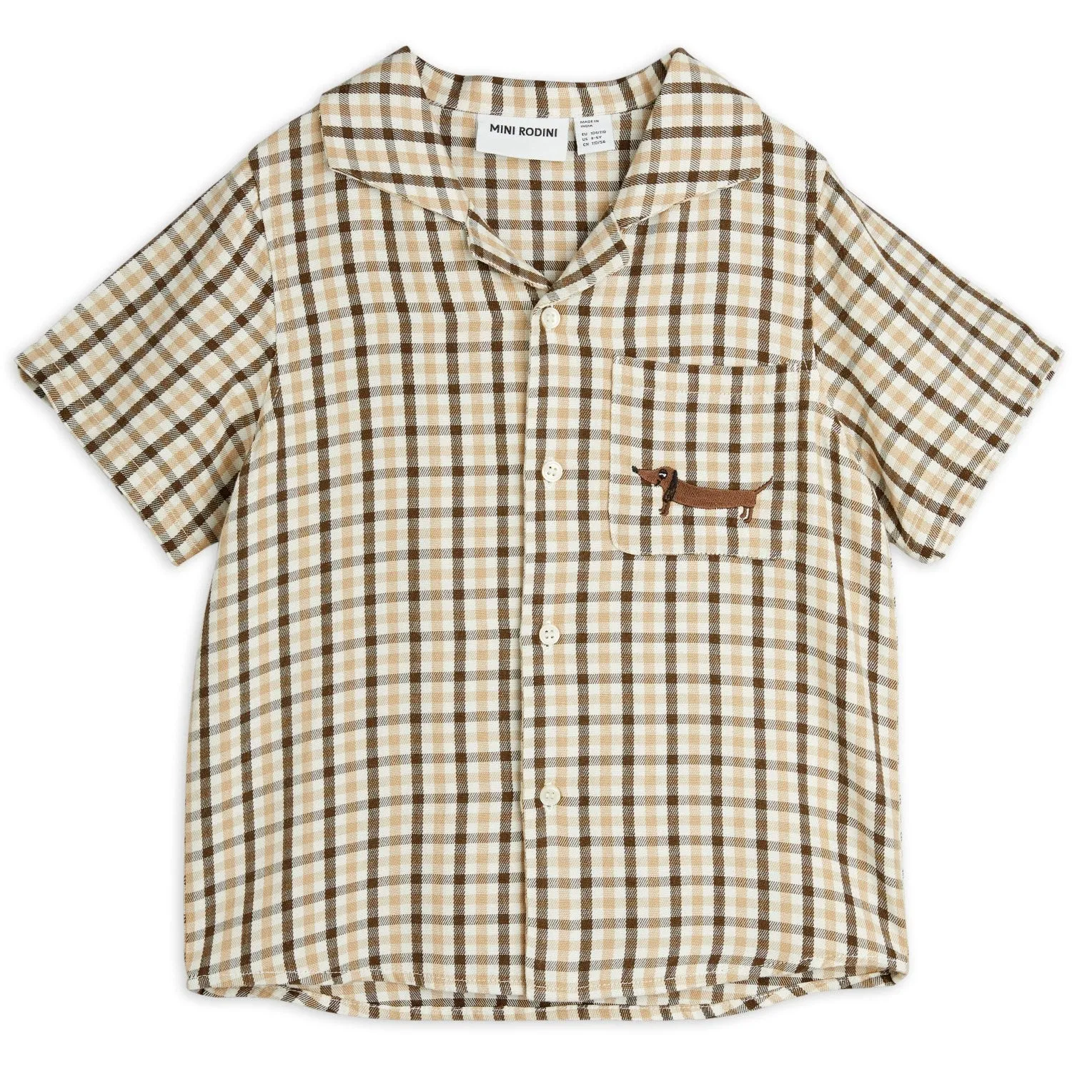 Mini Rodini Beige Gingham Woven Shirt