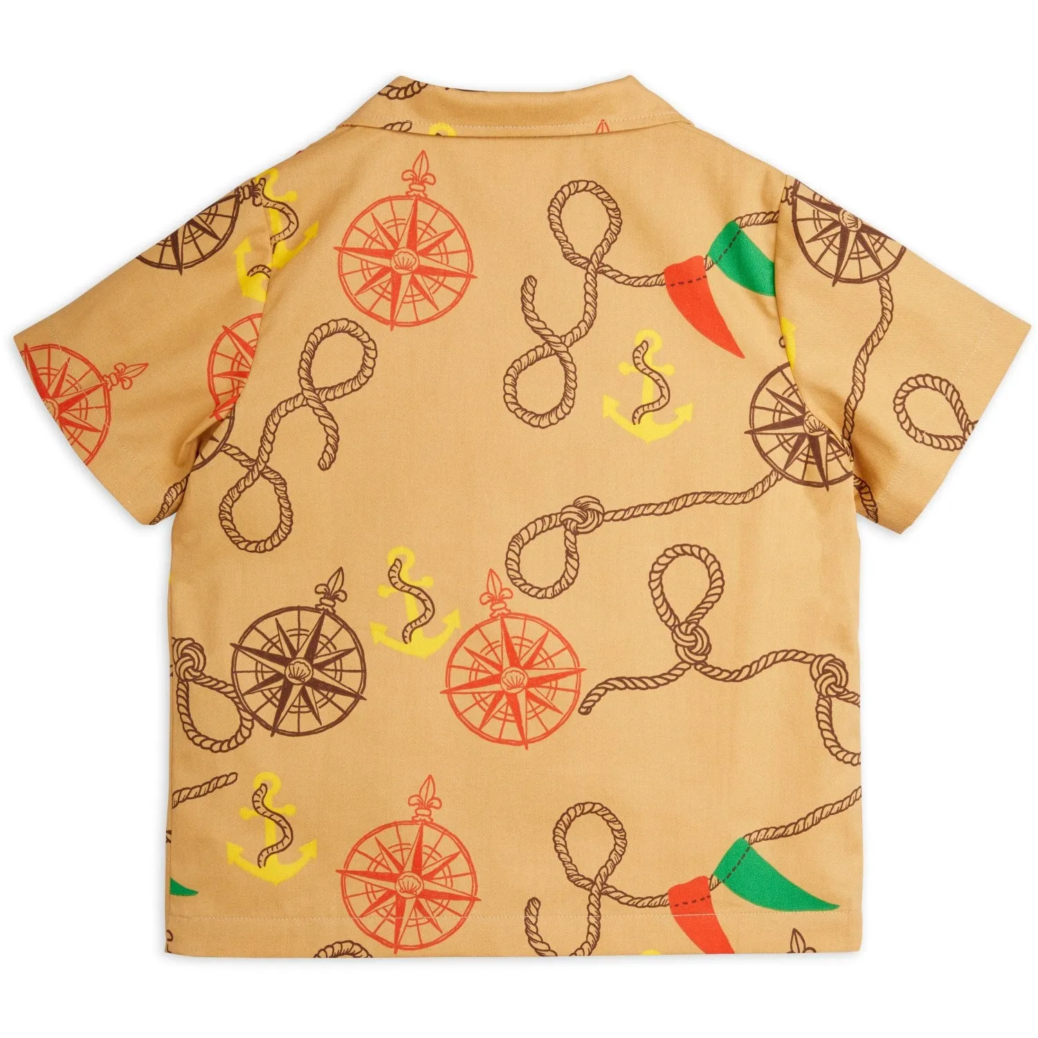 Mini Rodini Beige Nautical AOP Woven Shirt