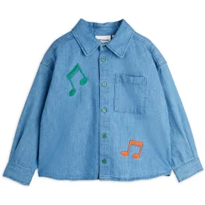 Mini Rodini Blue Note Embroidery Lightweight Denim Shirt