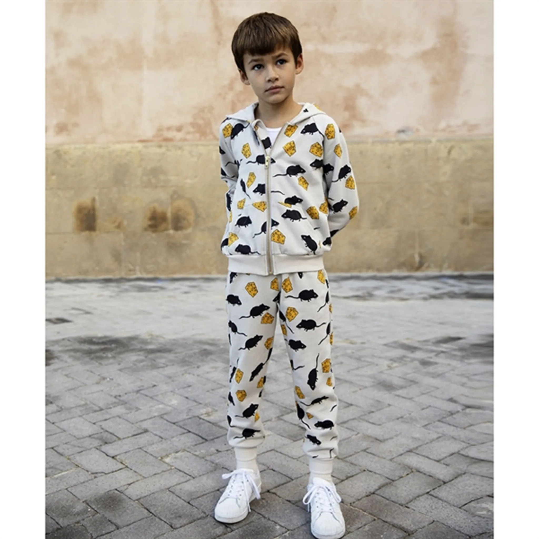 Mini Rodini Mouse Light Grey Hoodie
