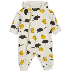 Mini Rodini Mouse Light Grey Onesie