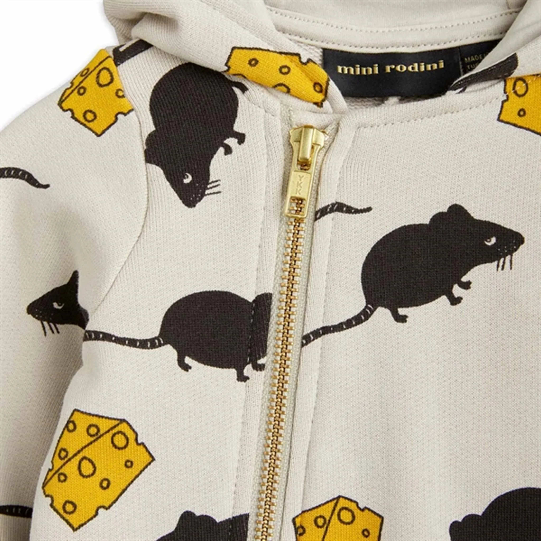 Mini Rodini Mouse Light Grey Onesie