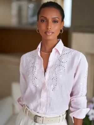Miranda Cutwork Embroidered Linen Shirt