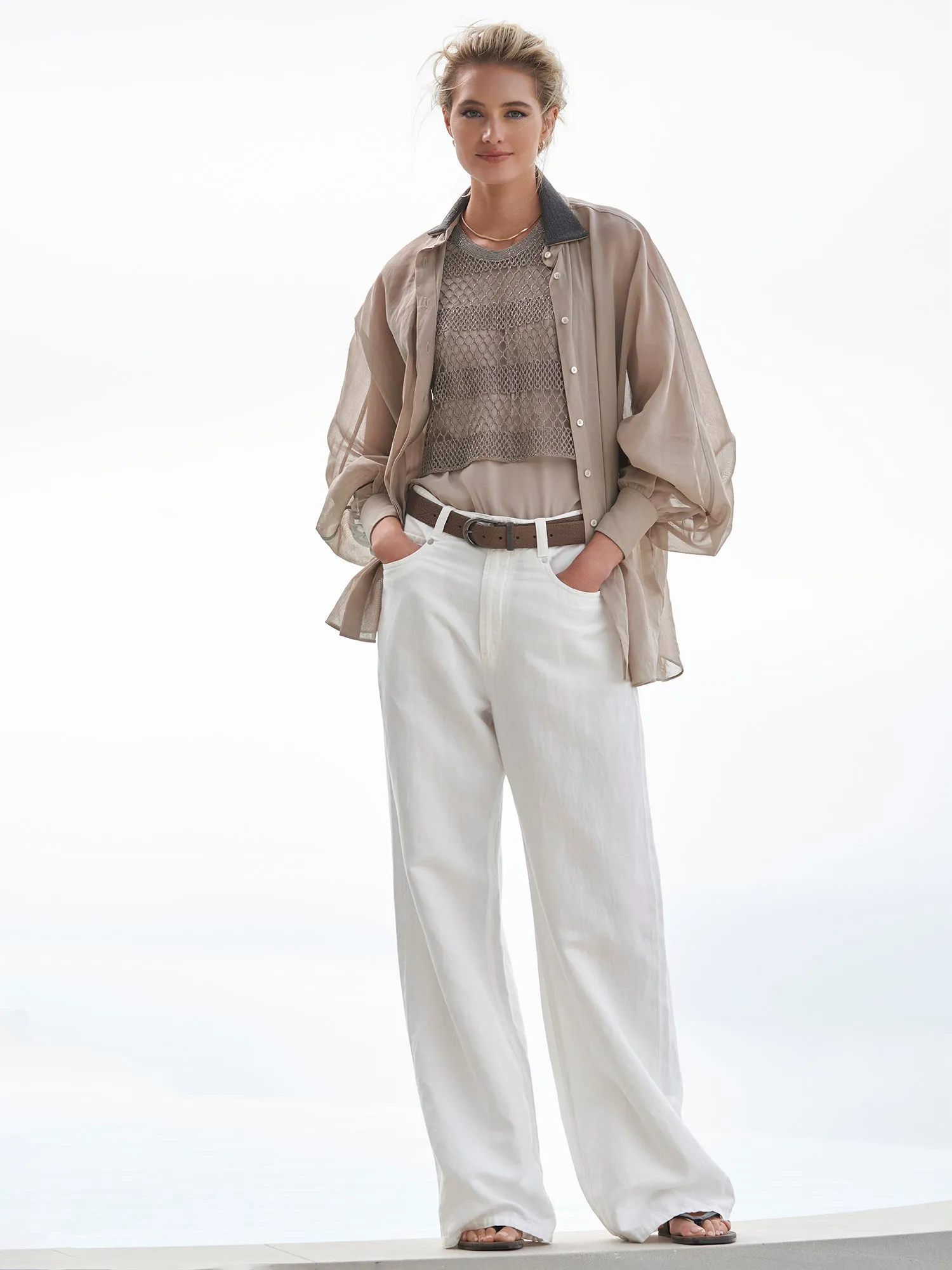 Monili Collar Organza Blouse