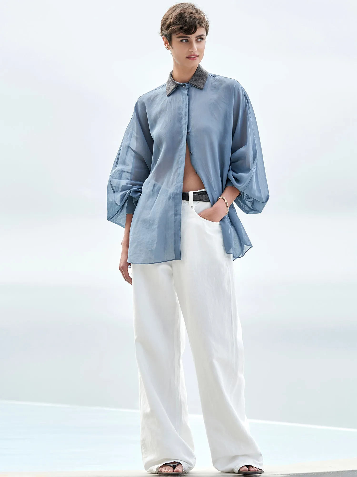 Monili Collar Organza Blouse