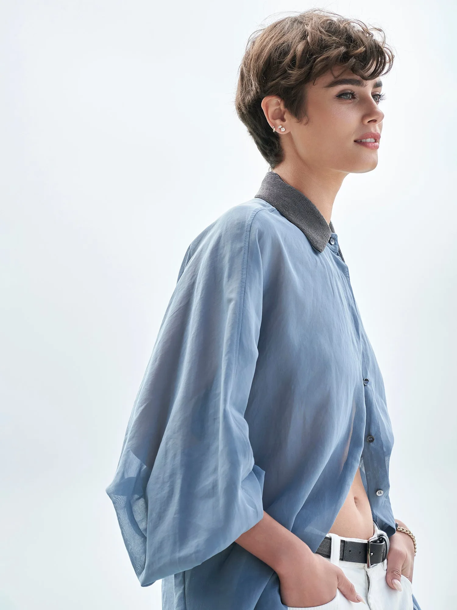 Monili Collar Organza Blouse