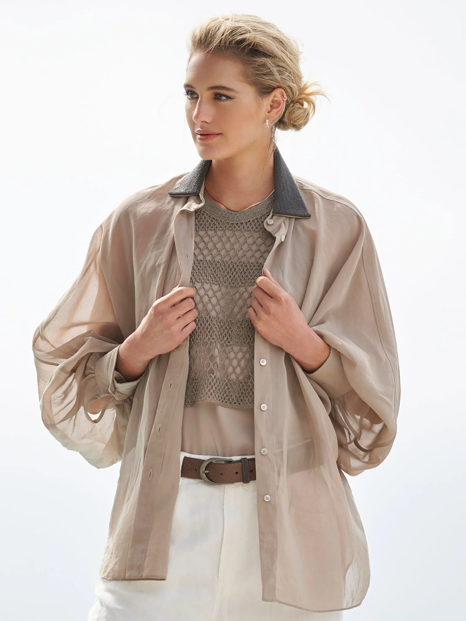 Monili Collar Organza Blouse
