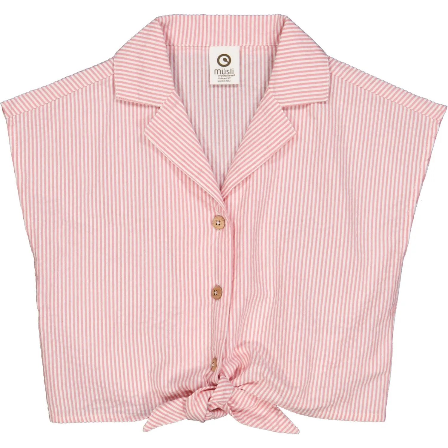 Msli Balsam Cream/ Bubblegum Seersucker Stripe Crop Shirt
