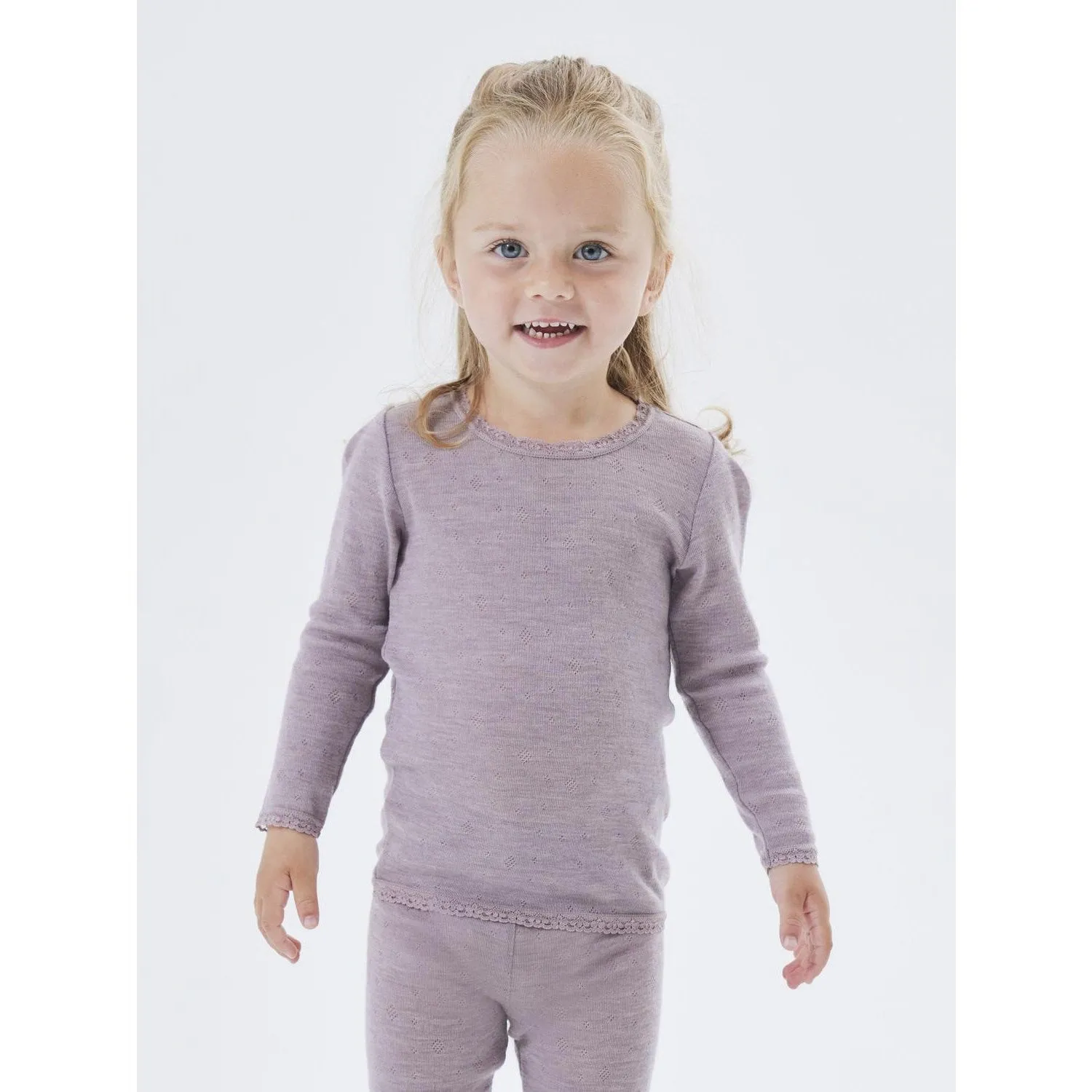 Name It Purple Dove Wang Wool Needle Blouse Solid Noos