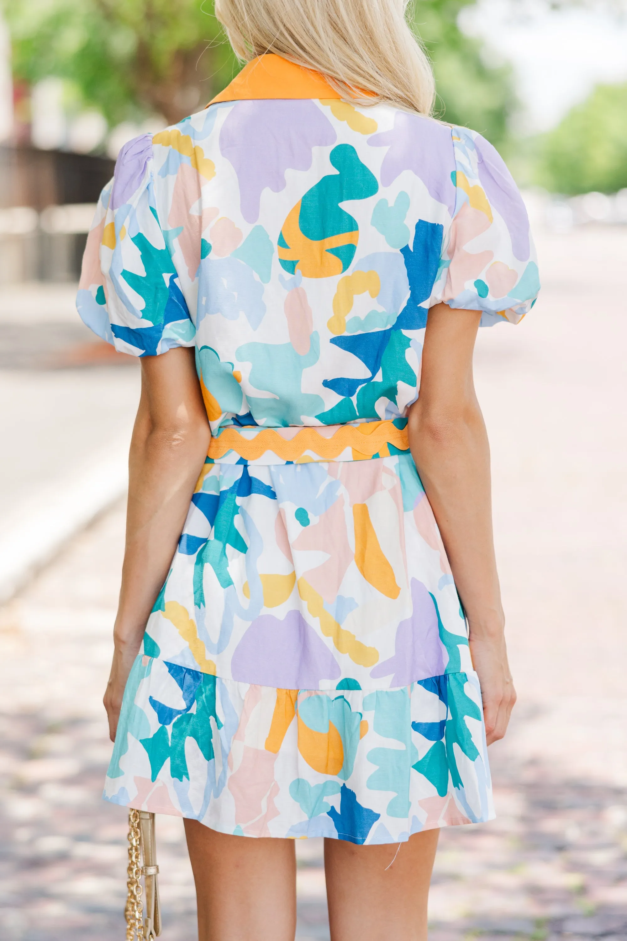 Near To Your Heart Coral Abstract Dress