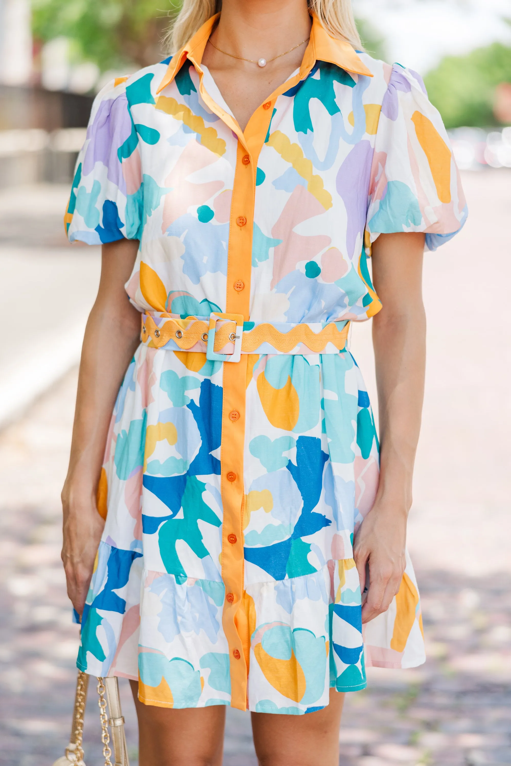 Near To Your Heart Coral Abstract Dress