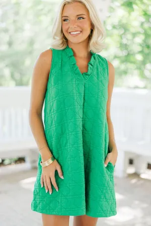 Never Been Better Green Textured Dress