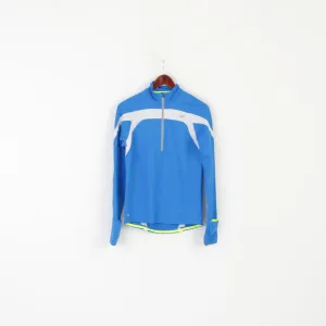 New Balance Men XS Shirt Blue Run Sportswear Long Sleeve  Zip Neck Top