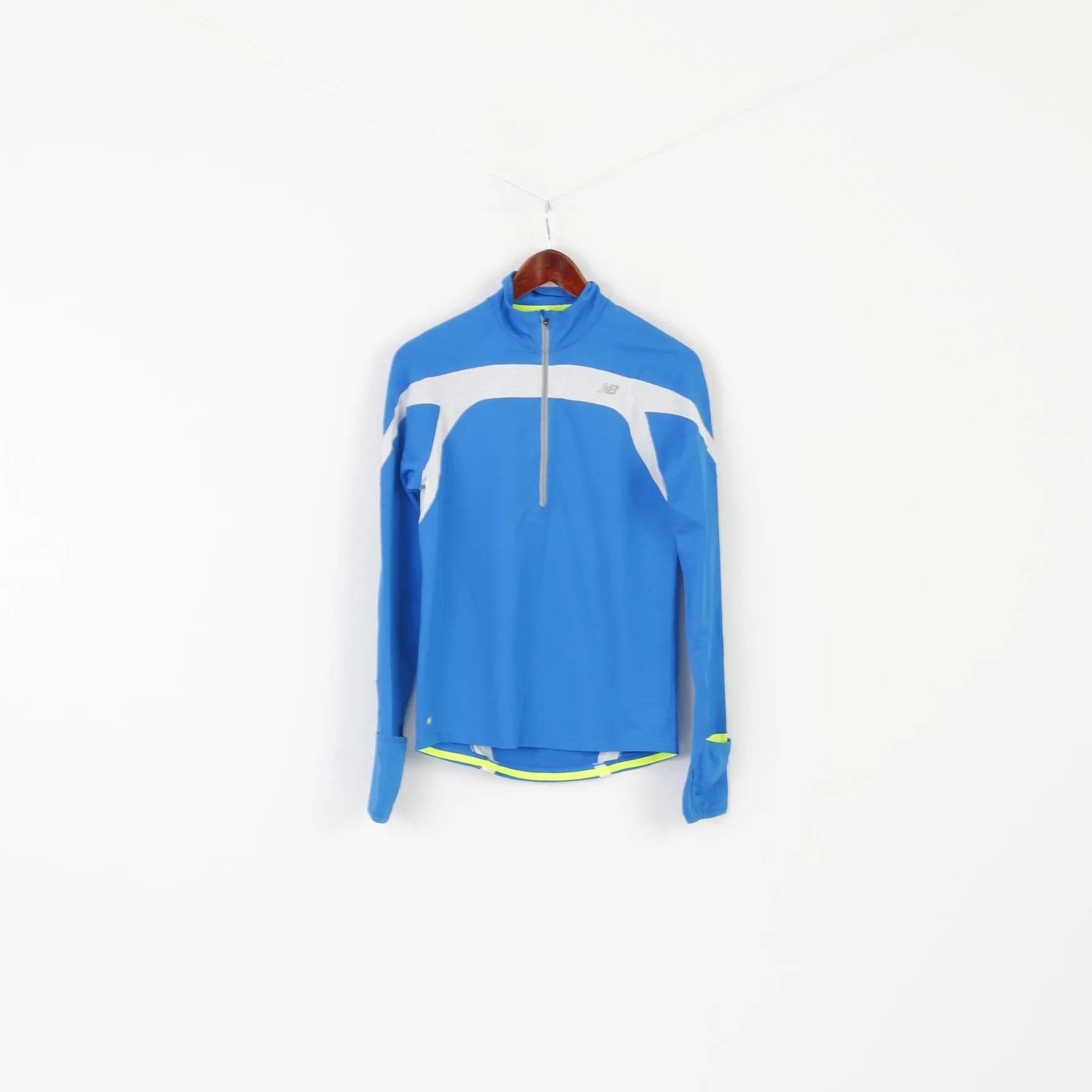New Balance Men XS Shirt Blue Run Sportswear Long Sleeve  Zip Neck Top