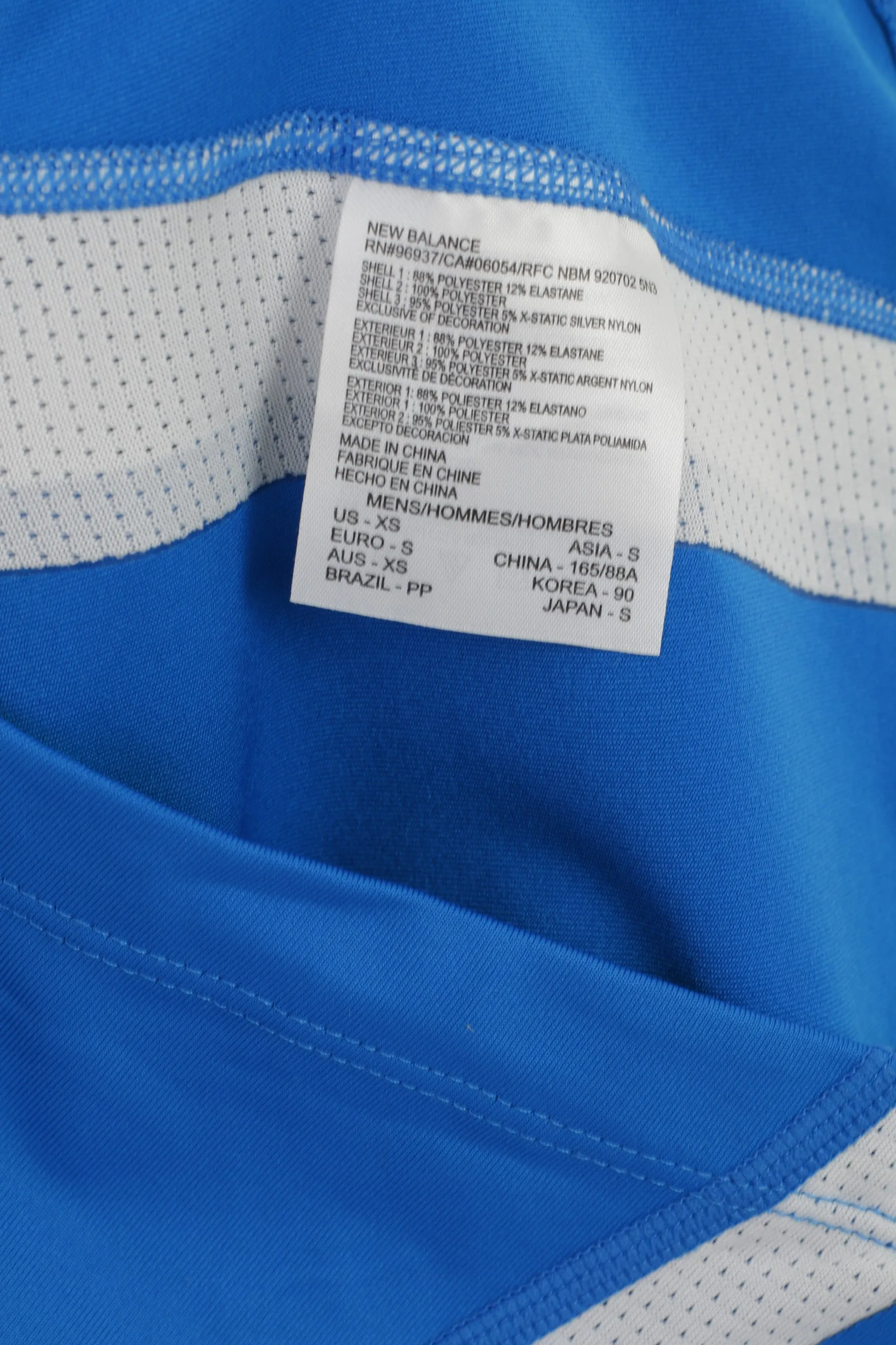 New Balance Men XS Shirt Blue Run Sportswear Long Sleeve  Zip Neck Top