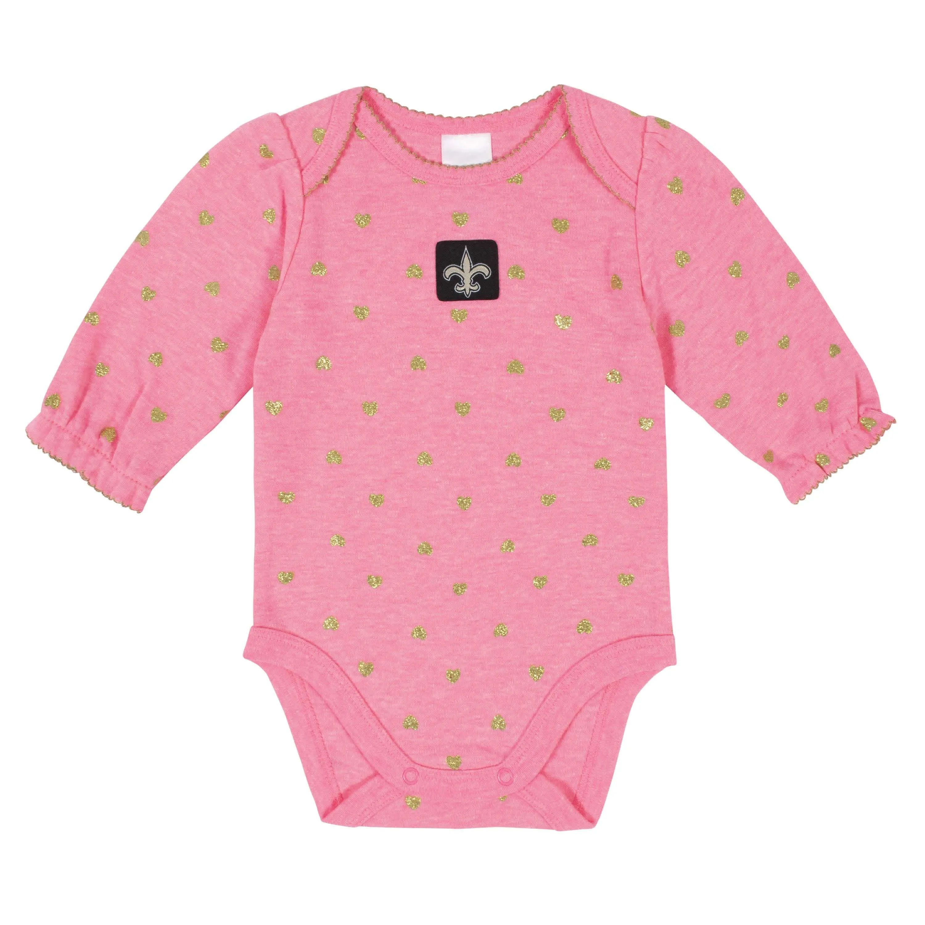 New Orleans Saints Baby Girls Long Sleeve Bodysuits Gerber Childrenswea