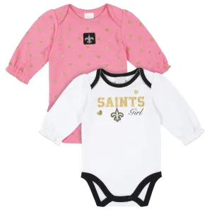 New Orleans Saints Baby Girls Long Sleeve Bodysuits Gerber Childrenswea